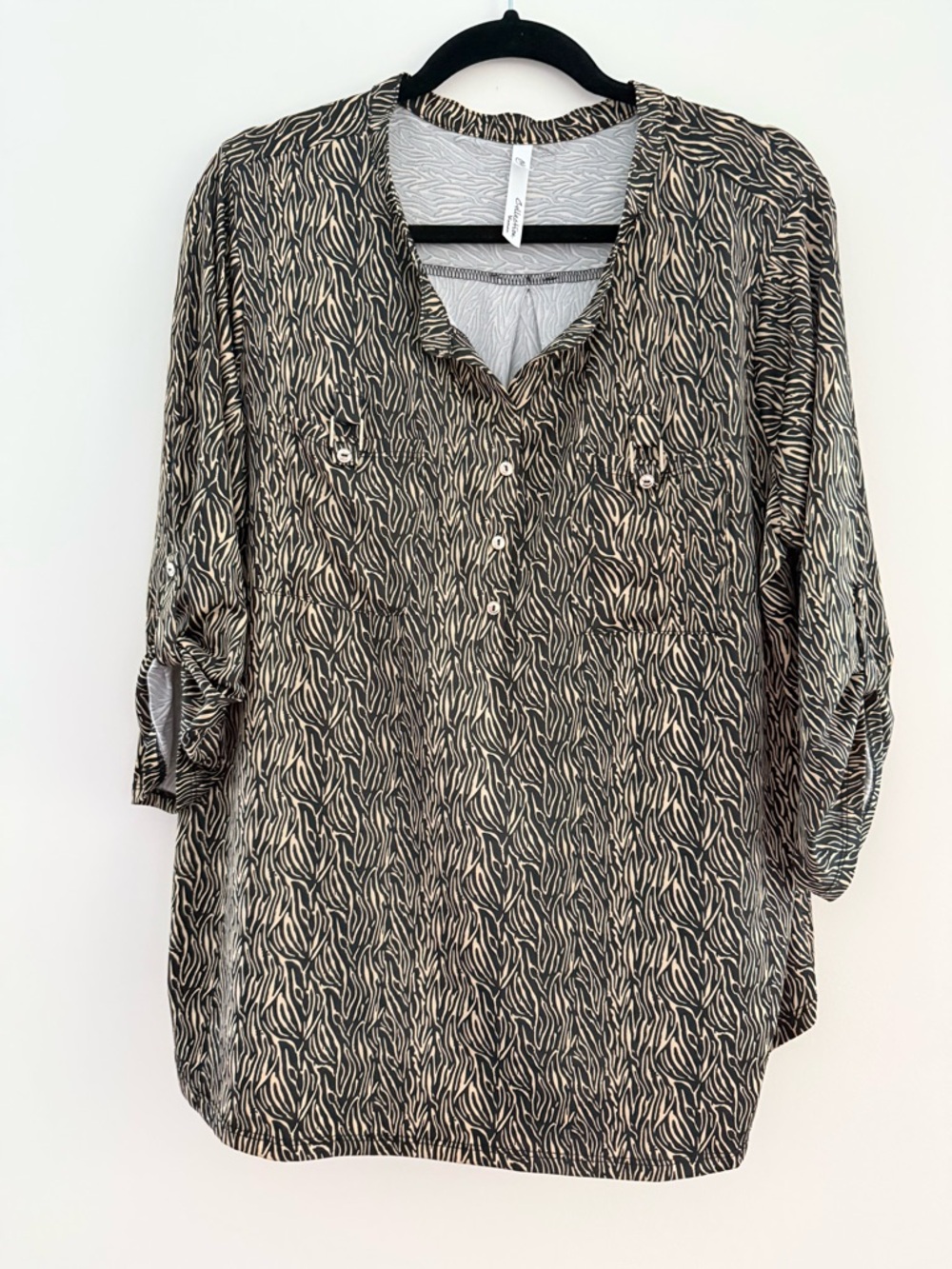 Relaxed Zebra print Tunic in Black and Brown